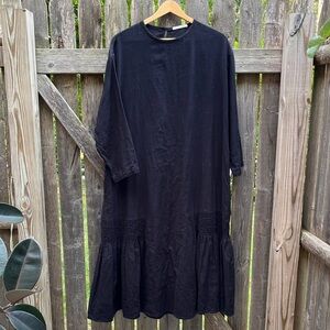 Black Crane Flannel Dress